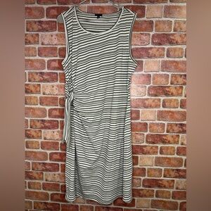Talbots Petite Cotton Striped Side Tie Midi Shift Dress Womens size 2xp